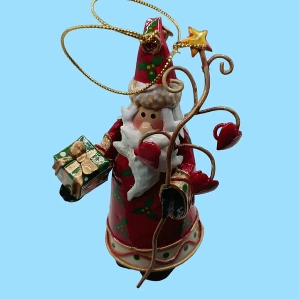 Vintage santa & snowman tin metal christmas ornaments